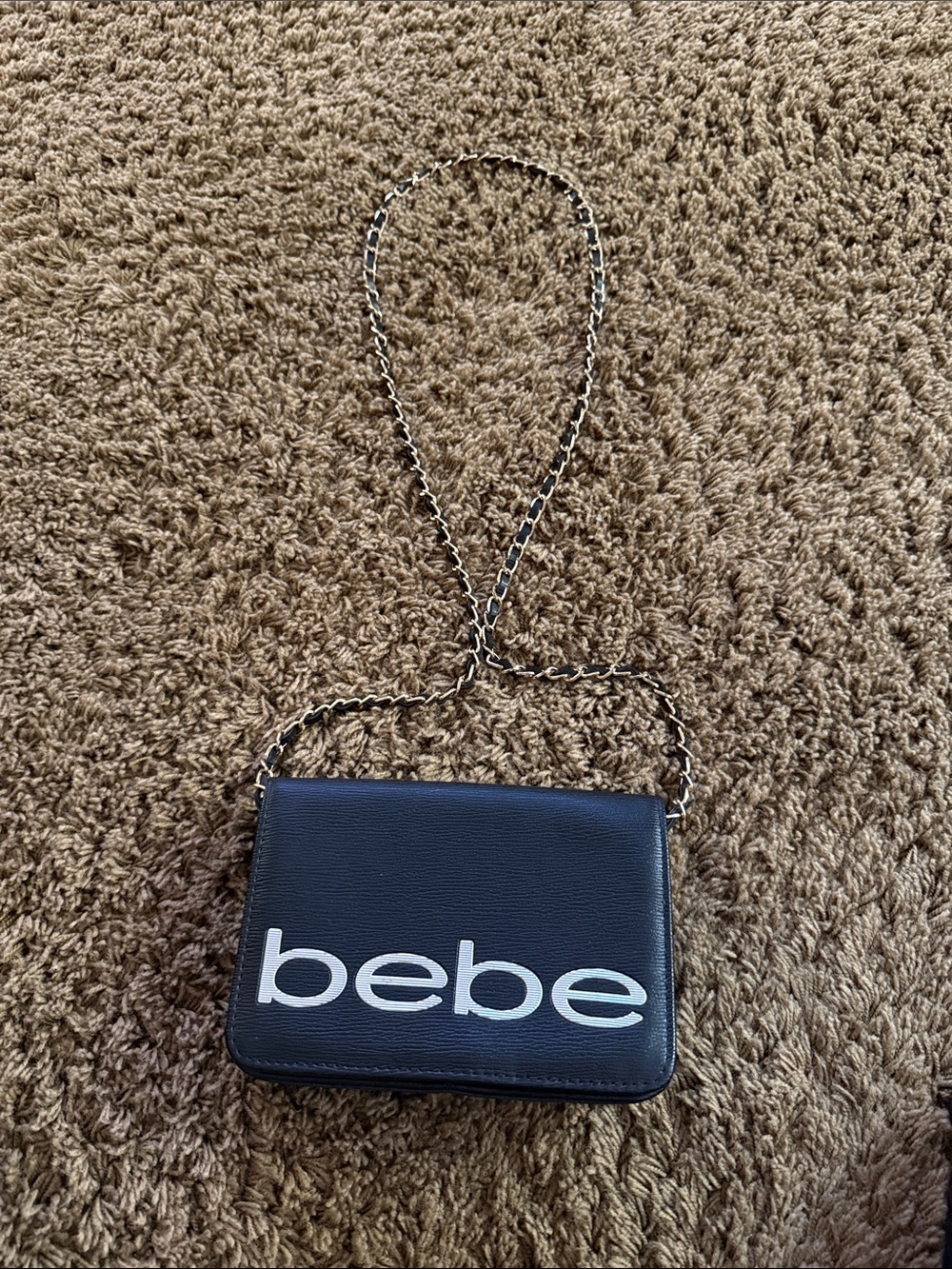 bebe Black Crossbody Bag with White Logo